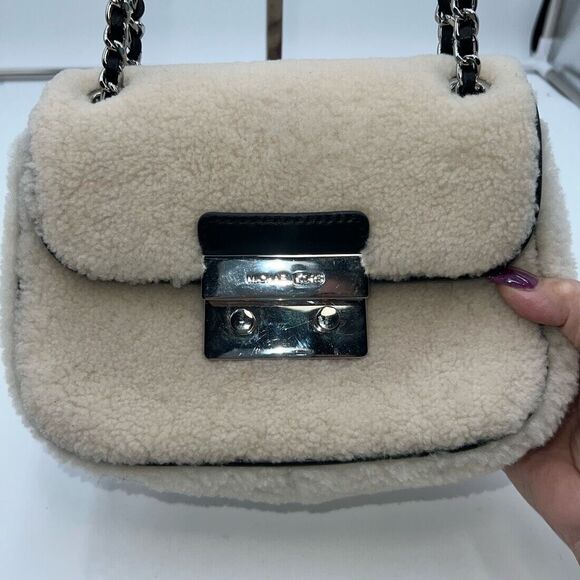 Michael Kors Sloan Shearling Small Chain Shoulder Bag - Picture 3 of 13